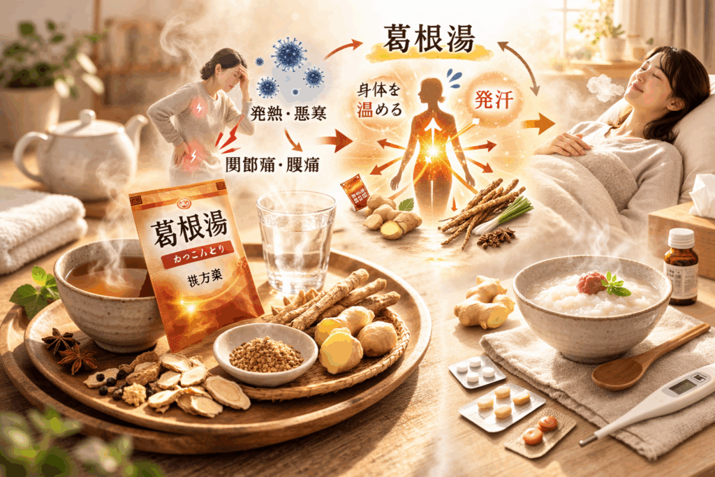葛根湯と足湯とお粥の組み合わせの有効性を解説